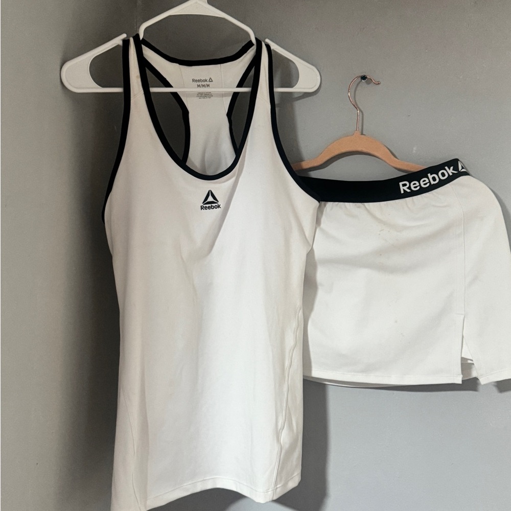 Reebok White Athletic Tank and Shorts